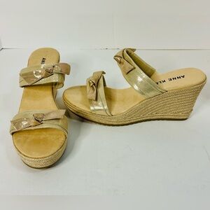 Anne Klein Metallic Gold Wedge Sandals